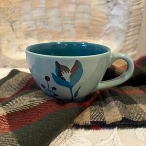 STARBUCKS COFFEE 2006 Coffee Tea Cup Mug Asian Inspired Floral Teal/Blue 12oz